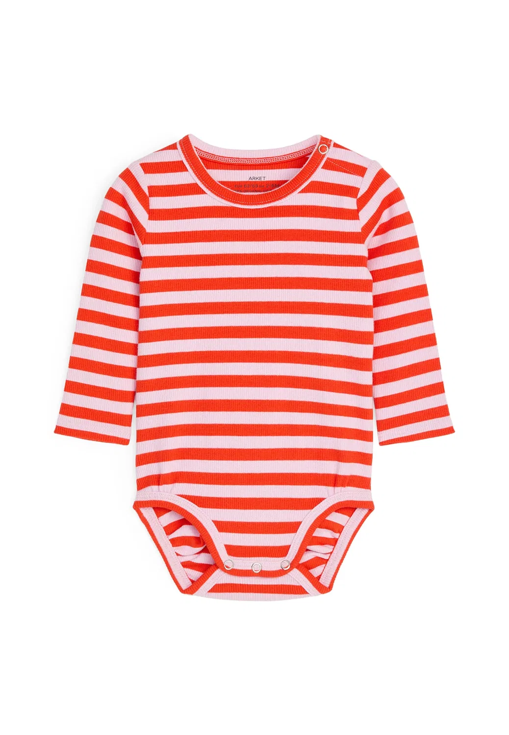 Ребристый боди с длинными рукавами, унисекс - боди Arket, Pink Red