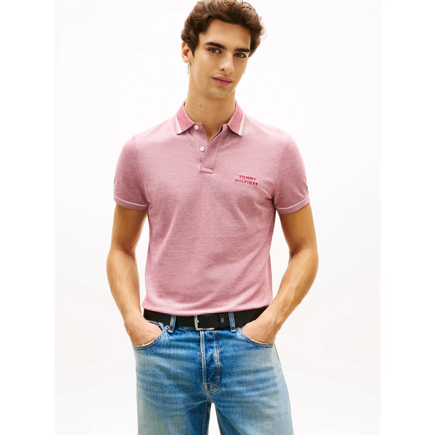Мужское поло Regular fit с короткими рукавами Tommy Hilfiger, Regatta Red/White