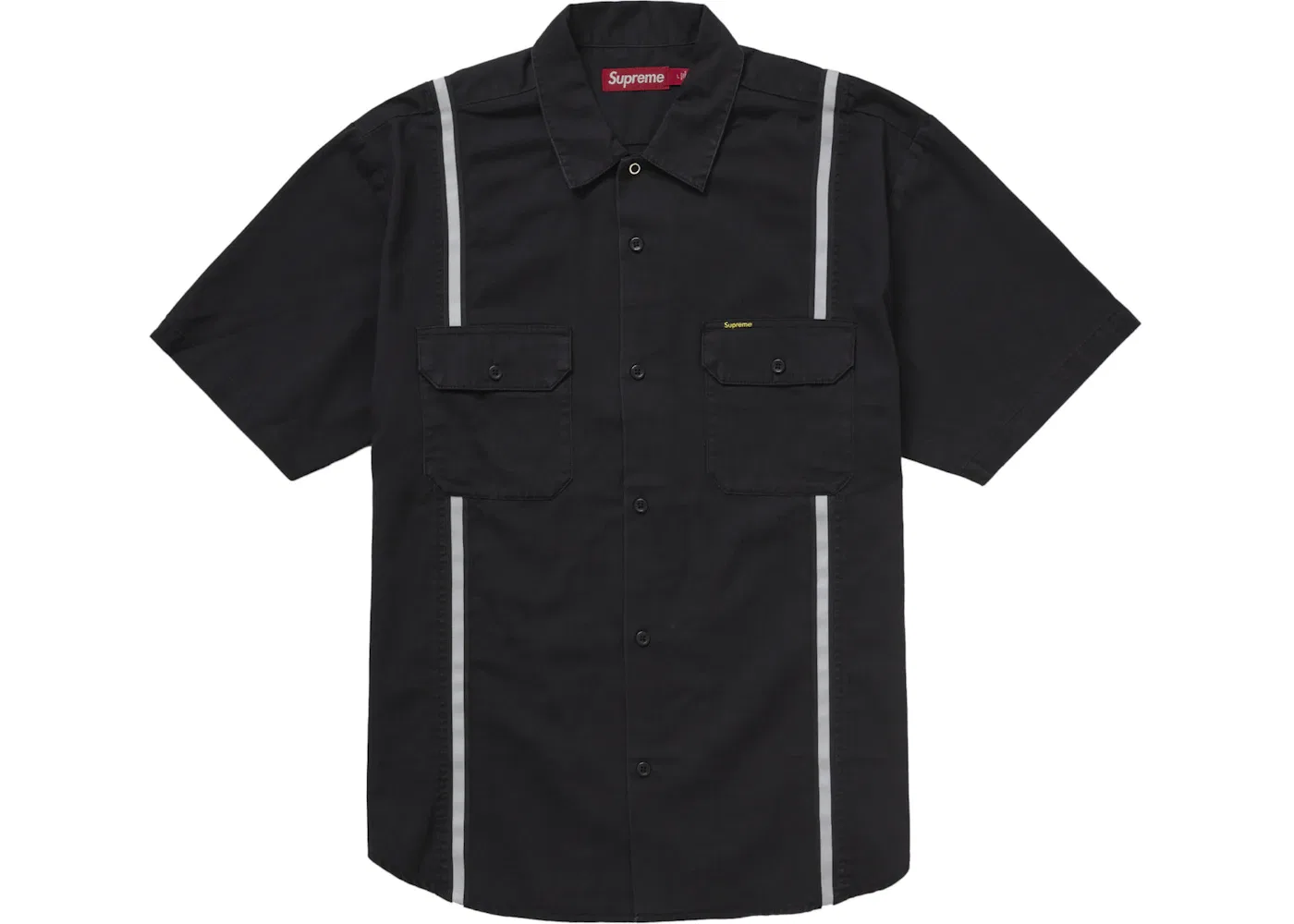 Мужская рубашка с длинным рукавом Supreme Reflective Stripe S/S Work Shirt, Black