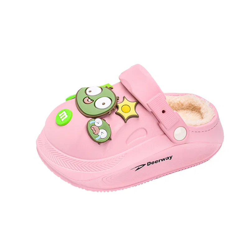 Детские уличные тапочки с флисовой подкладкой DEERWAY, Pink