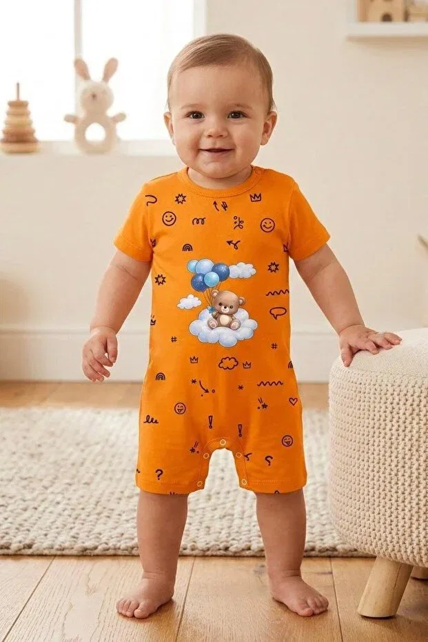 Детский комбинезон с принтом Teddy bear printed Lucevera, Orange