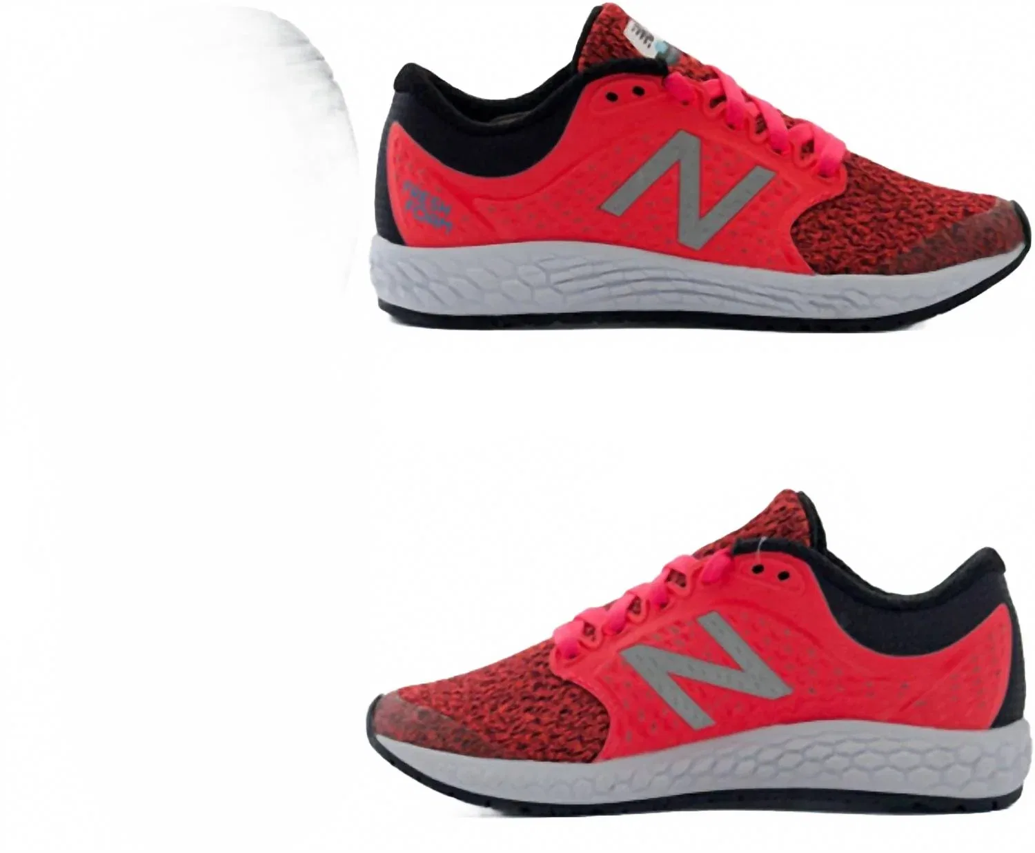 Детские кроссовки для мальчиков с круглым носом Fresh Foam Zante V4 New Balance, Black/Pink/White — фото 3