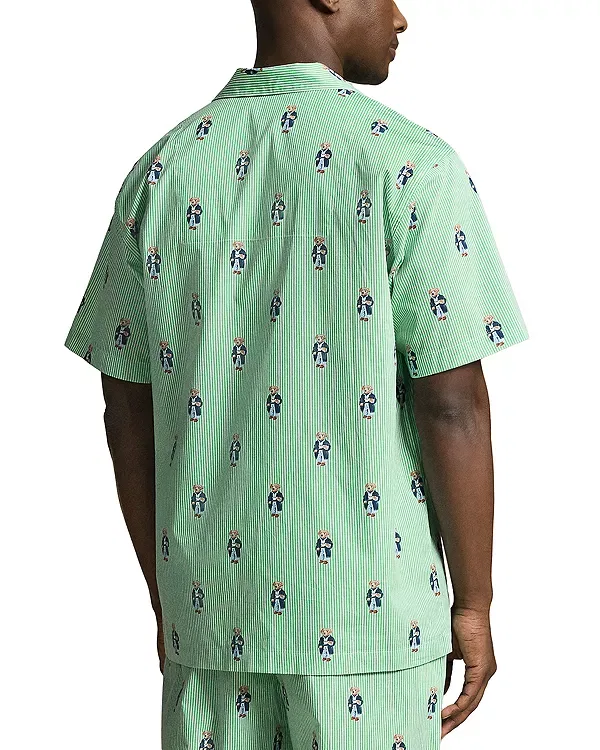 Женская пижамная рубашка с коротким рукавом с принтом Polo Bear Polo Ralph Lauren, Morning Robe Bear Stripe — фото 4