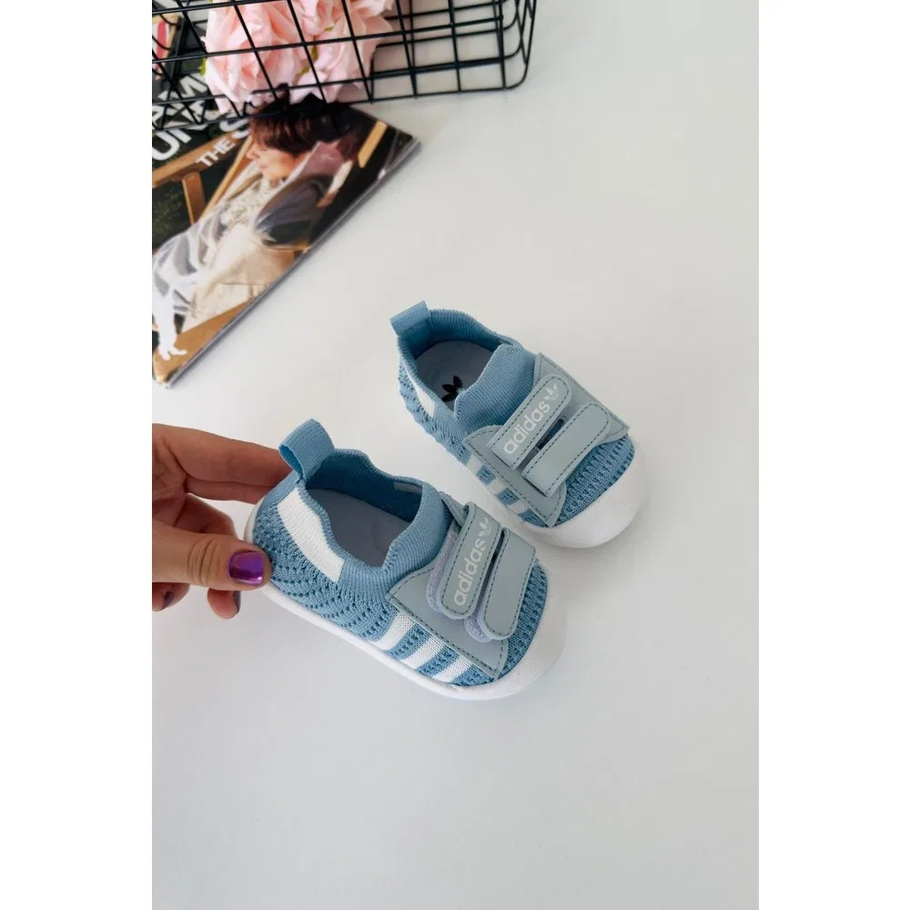 Детские босоножки-кроссовки на липучках с гибкой подошвой barefoot, Mavi Miniğimin Cicileri — фото 2