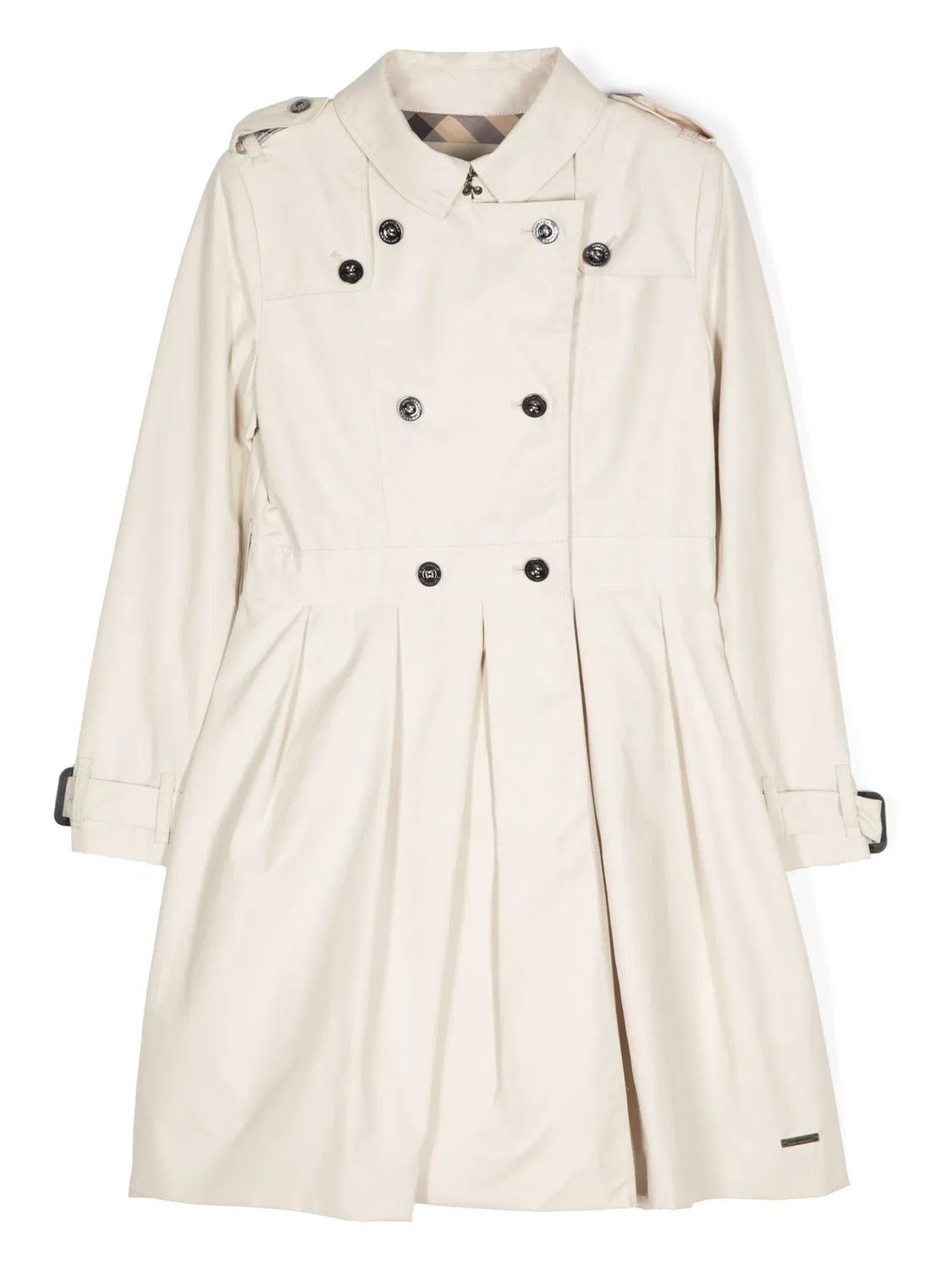 Пальто с двойной застежкой и складками Burberry, нейтральный