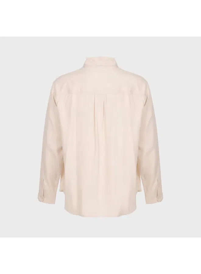 Рубашка с длинным рукавом из лиоцелла Zara, светло-абрикосовый — фото 3