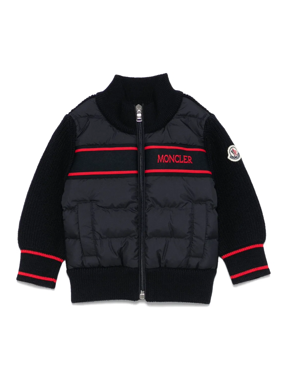 Пуховое пальто с панелями Moncler, синий