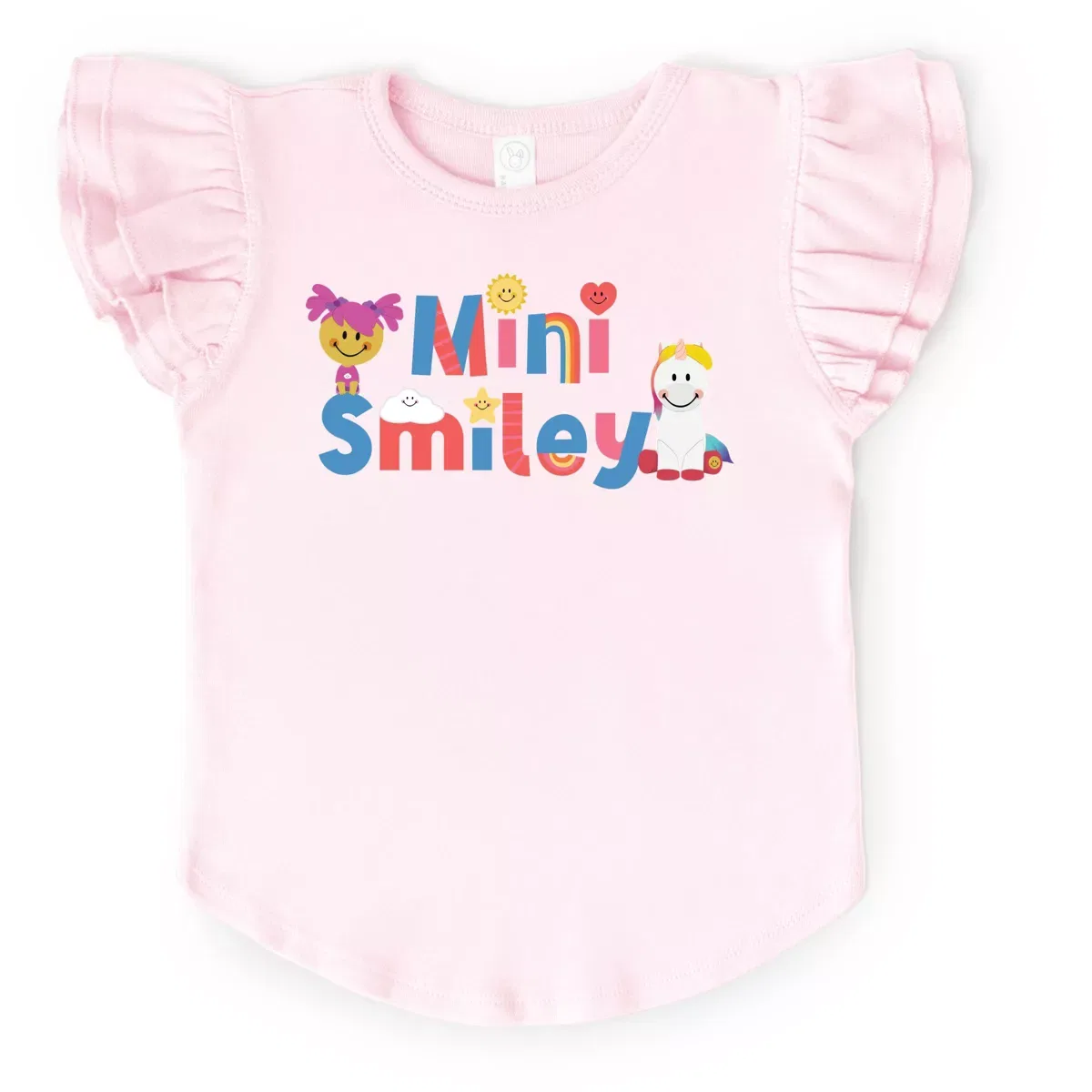 Детская футболка для девочек с принтом Mini Smiley Icons Unicorn The Juniper Shop, Black