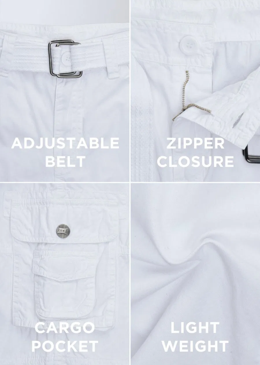 Шорты карго из твила с поясом Boy's Belted Twill Cargo Shorts Raw X, White — фото 3
