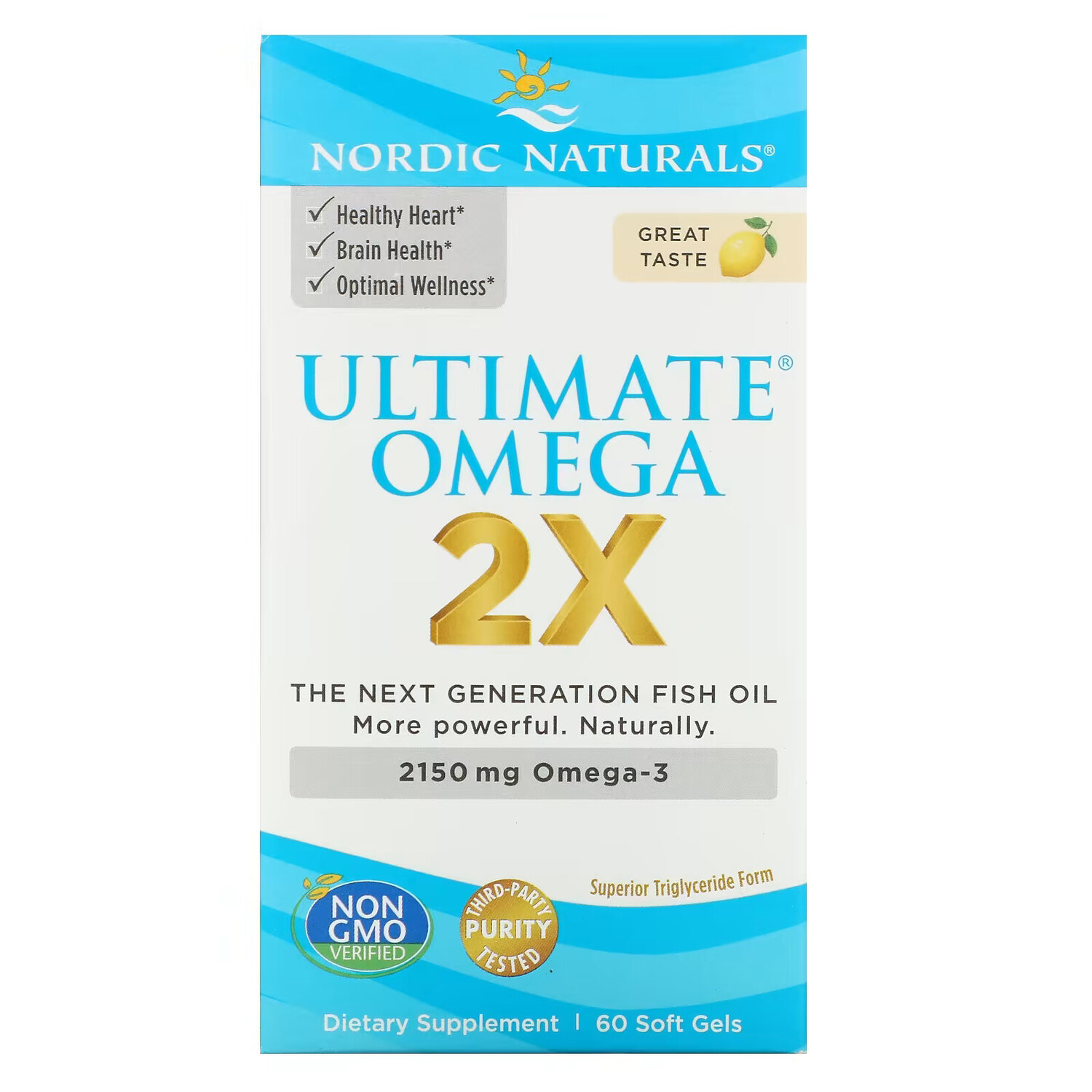 

Nordic Naturals, Ultimate Omega 2X, со вкусом лимона, 1075 мг, 60 капсул