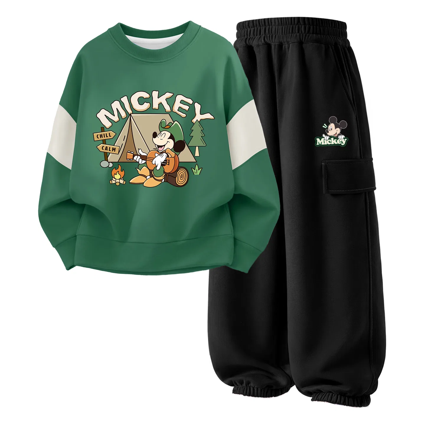 Детский комплект спортивной одежды с принтом Wild Adventure Forest Green+D Smile Face K Black Disney, Wild Adventure Forest Green+D Smile Face K Black