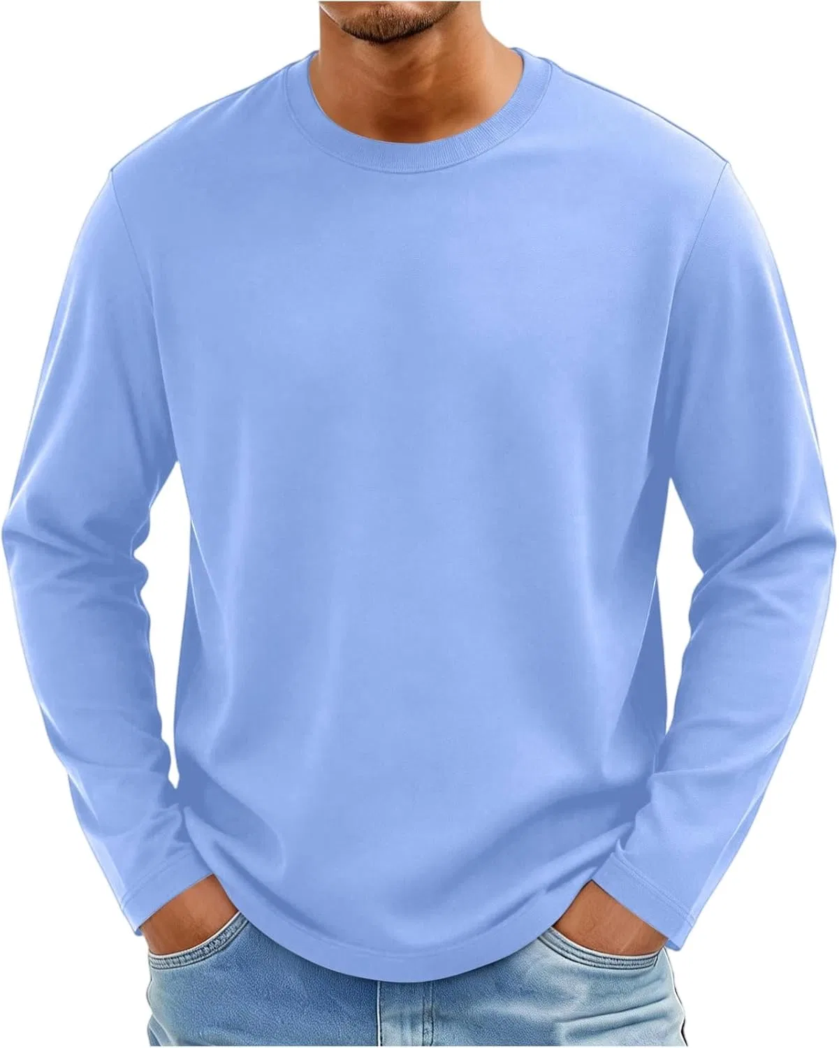 Мужская футболка с длинным рукавом, Light Blue