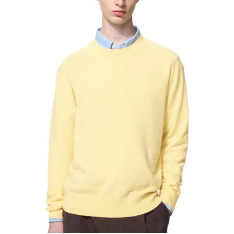 Мужской кашемировый свитер с длинным рукавом UNIQLO, Yellow