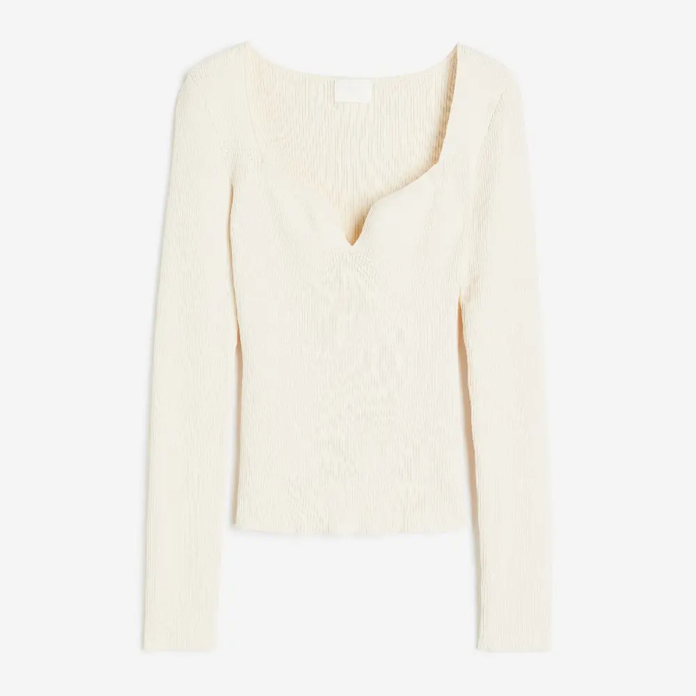 

Топ H&M Rib-knit Sweetheart-neckline, кремовый