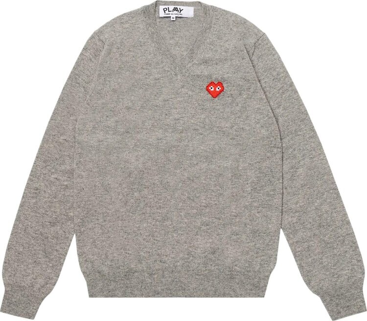 

Пуловер Comme des Garçons PLAY Heart V Neck Pullover 'Light Grey', серый