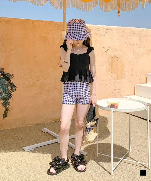 Бикини с рюшами BERRYCLOSET, 3 предмета, черный