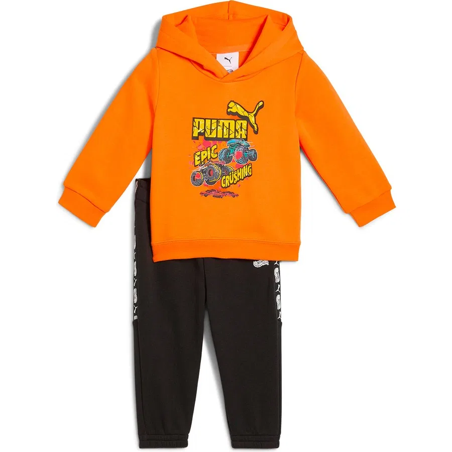 Детский спортивный комплект из худи и брюк с принтом Hot Wheels Puma, Черный