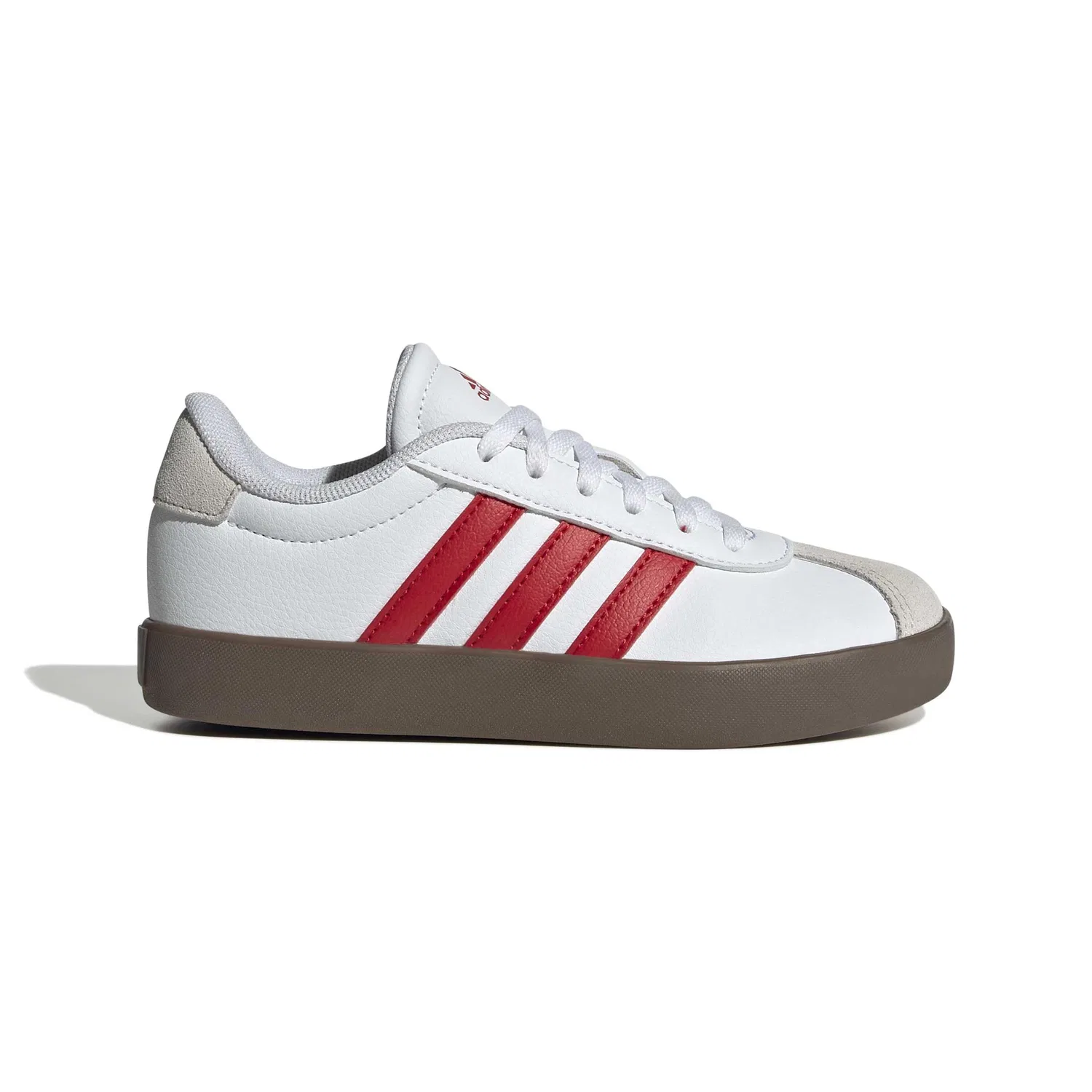 Детские кроссовки для мальчиков с полоской Vl Court 3.0 Kids Adidas, Ftwr White Better Scarlet Grey One
