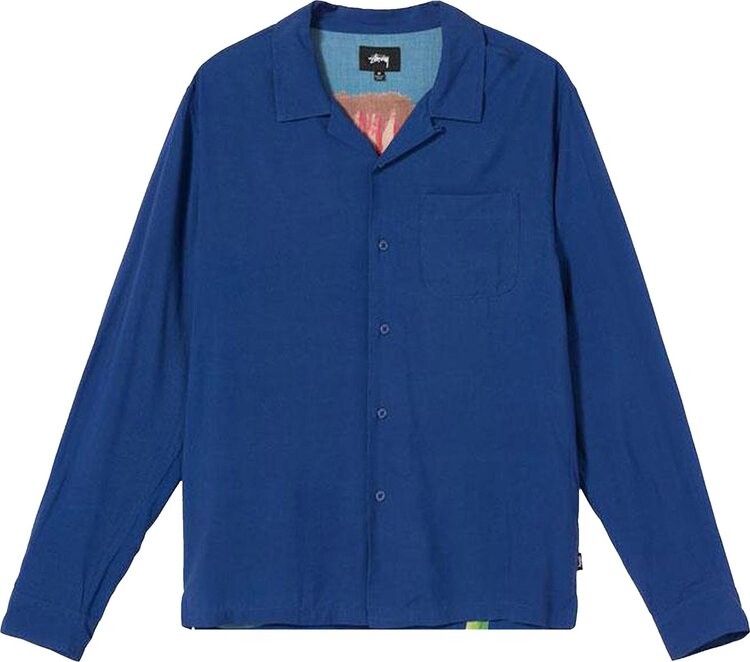 Рубашка Stussy Big Poppy Long-Sleeve Shirt 'Blue', синий — фото 2