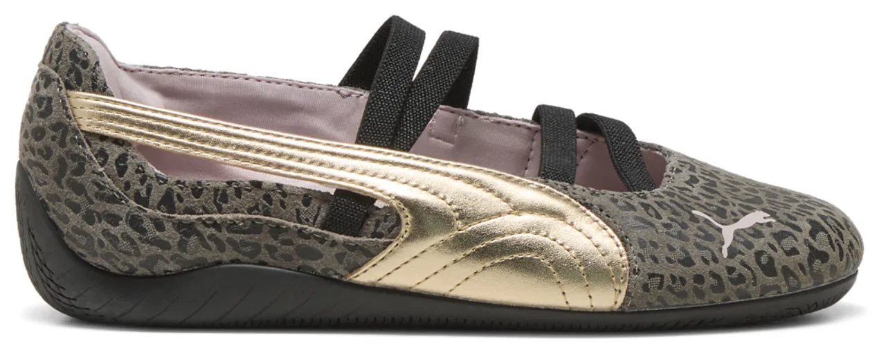 Детские балетки с леопардовым принтом Speedcat Ballet Leogirl PUMA, Matte Bronze/Gold