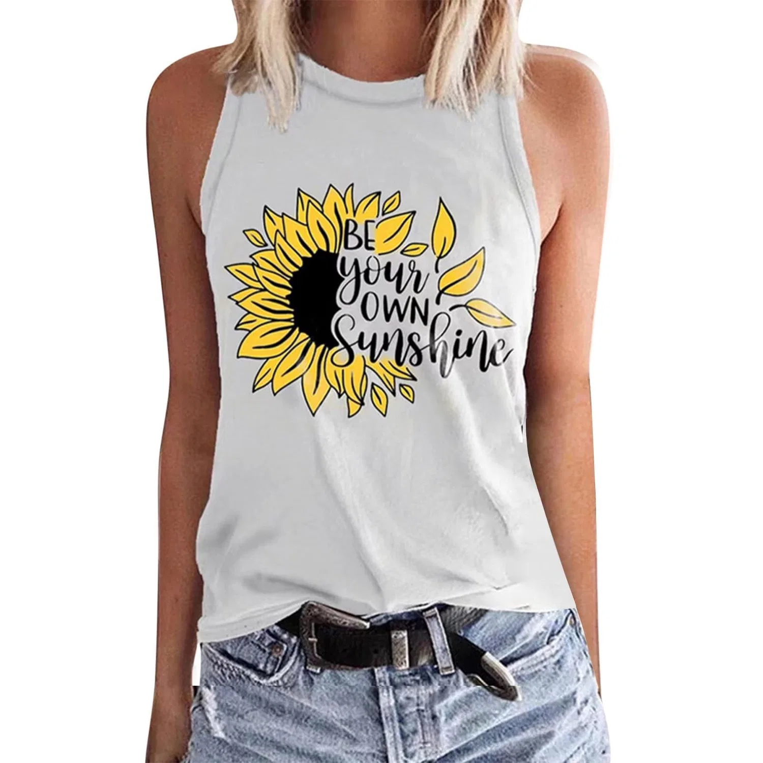 Женская майка без рукавов с принтом Be Your Own Sunshine, yellow