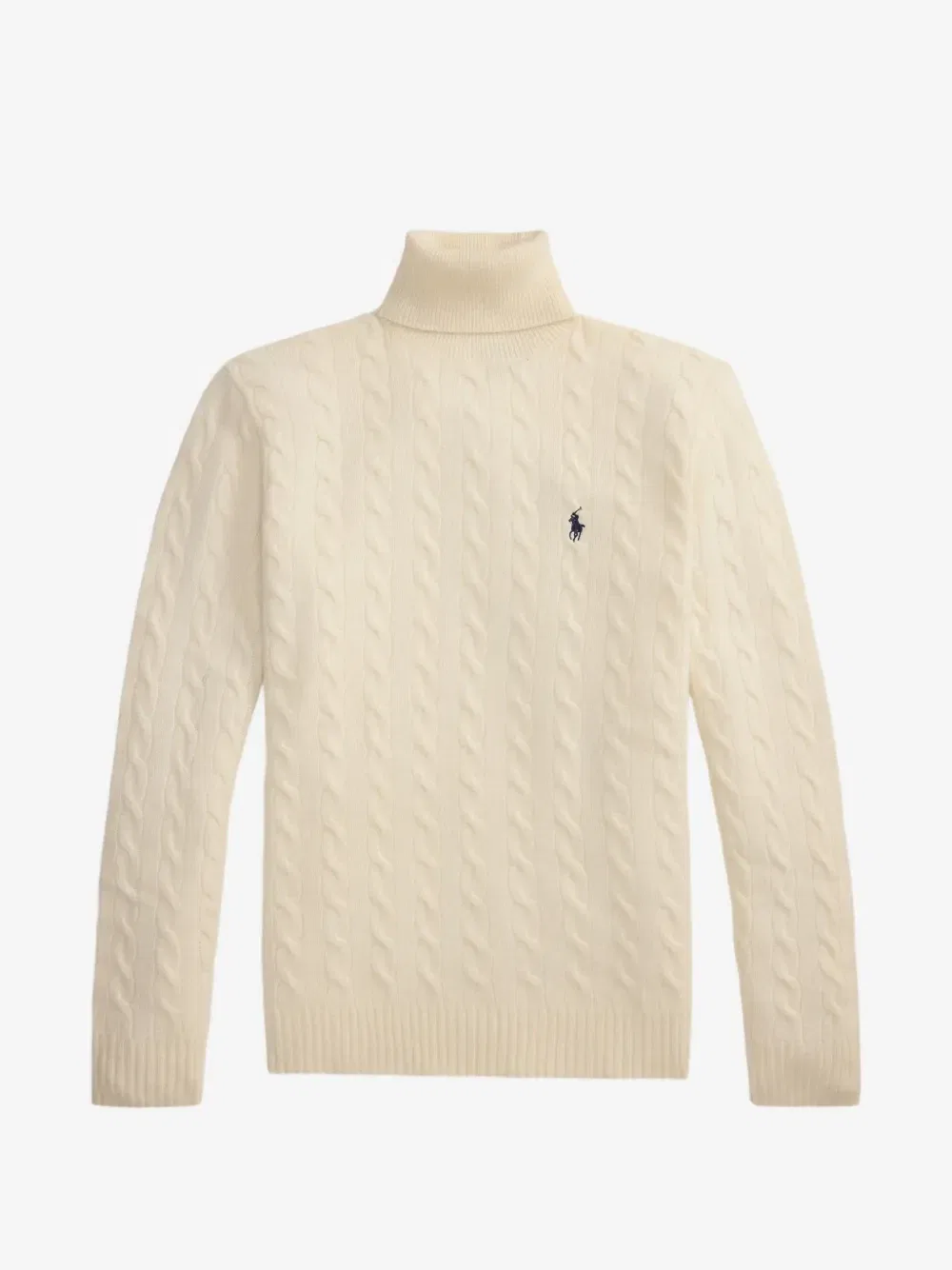 Свитер с высоким воротом и косами Polo Ralph Lauren, бежевый