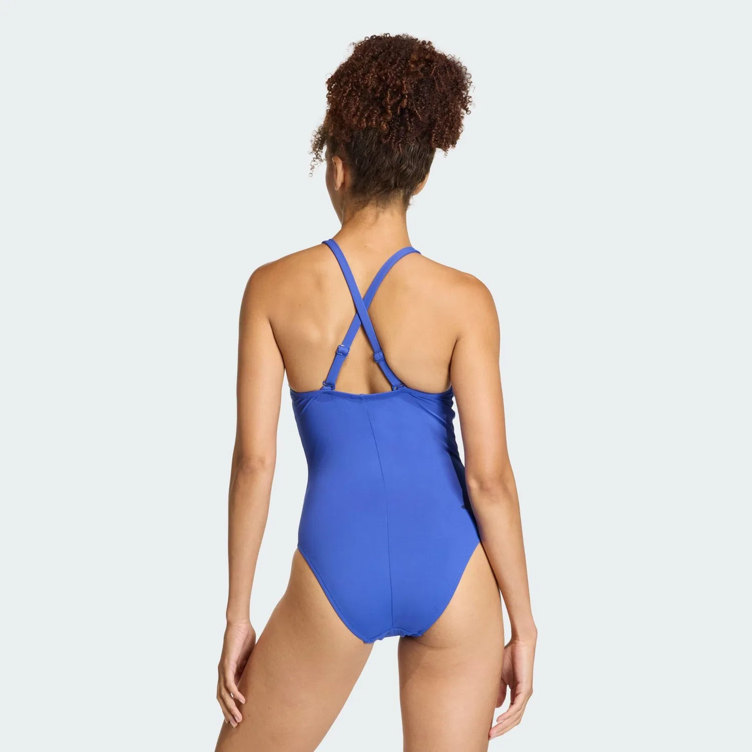 Женский купальник с высоким вырезом 3-Streifen High Neck 2-Way Straps Peachsoft Adidas, Mediterranes Blau — фото 3