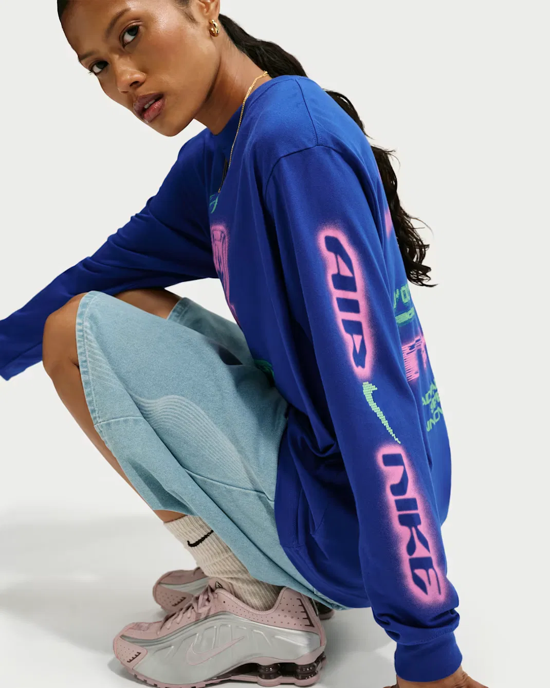 Женская футболка с длинными рукавами свободного кроя Nike Sportswear Classic, Old Royal — фото 3