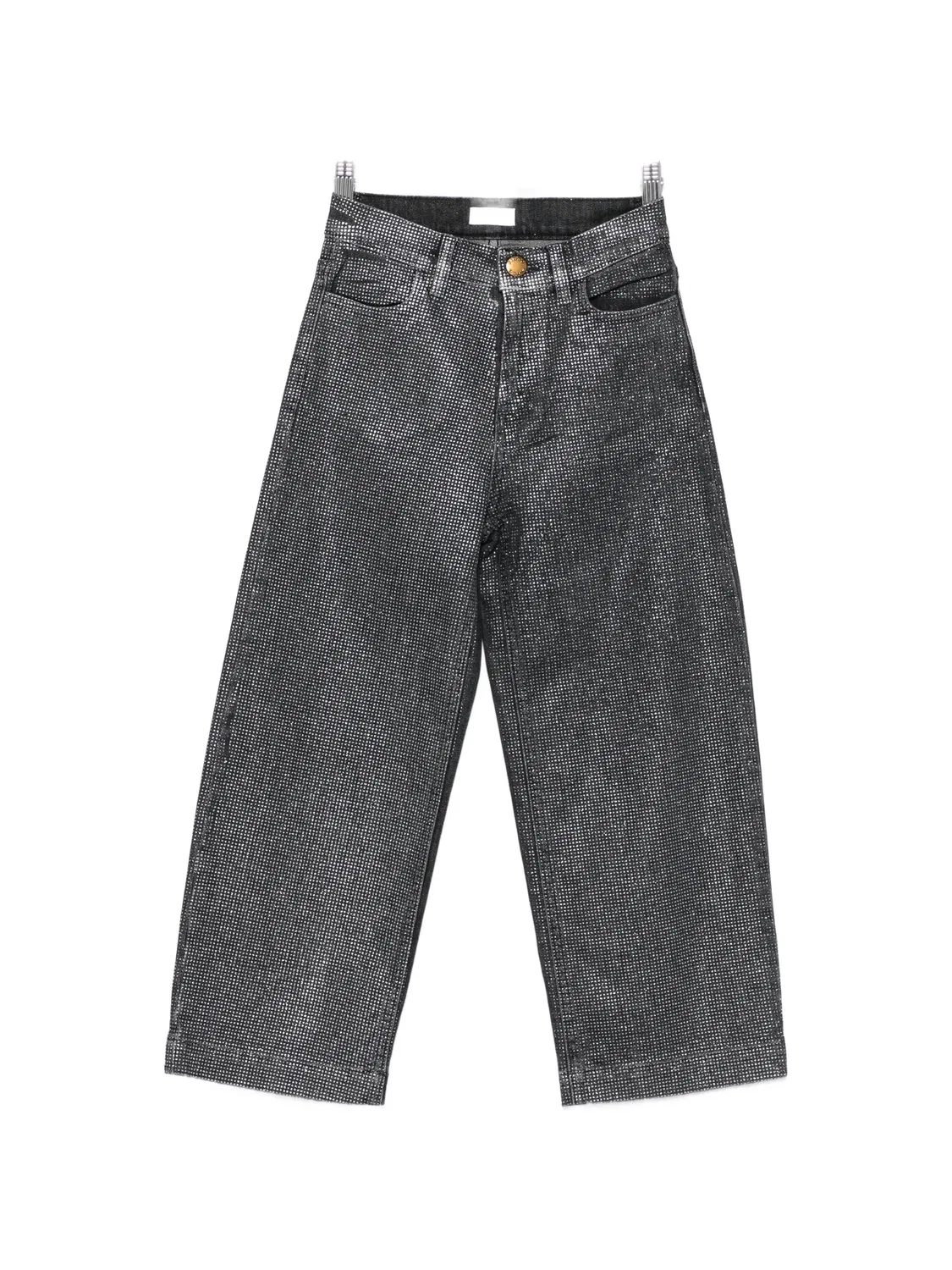 Джинсы широкого кроя со стразами Pinko Kids, серый