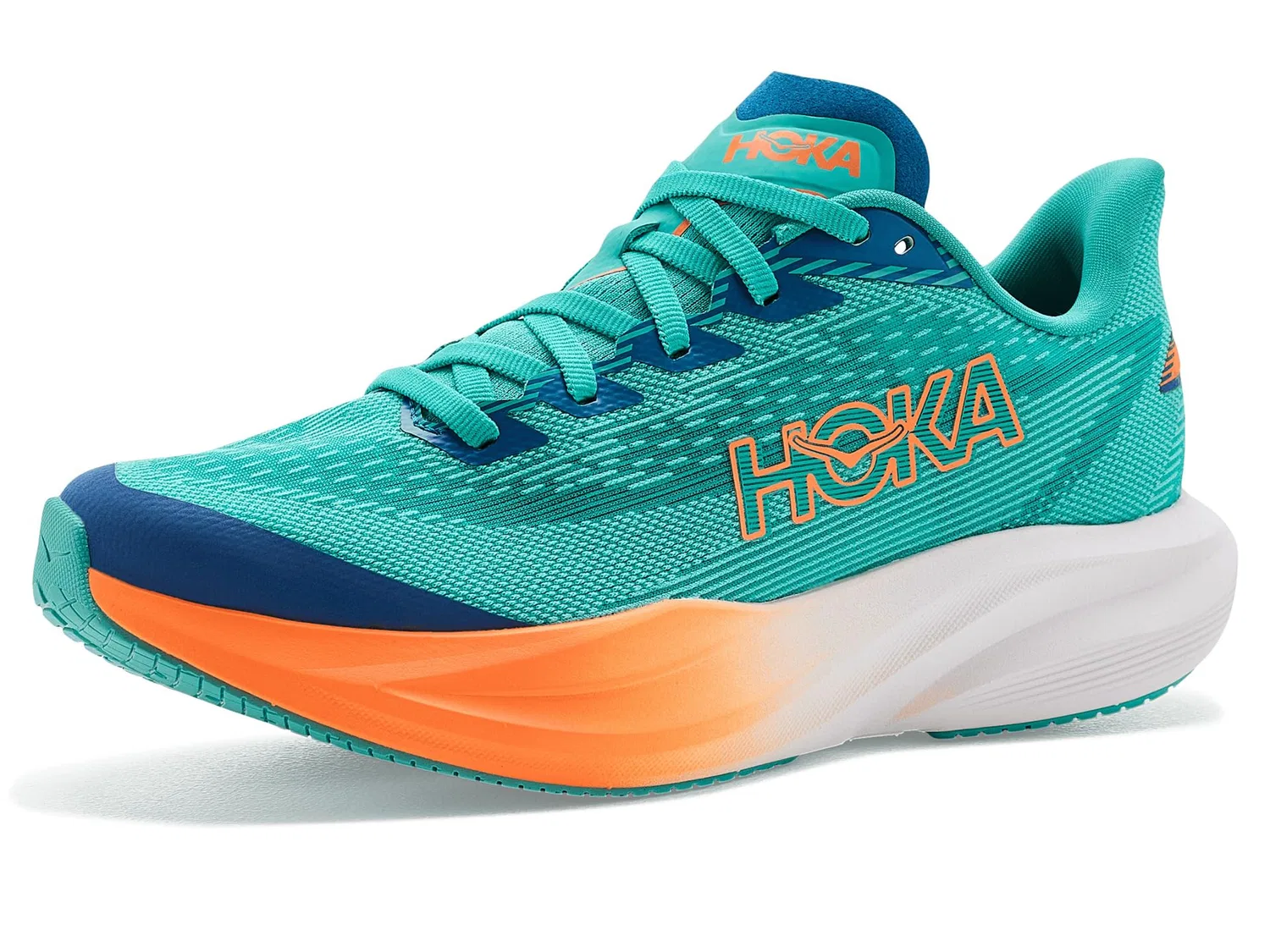 Кроссовки Mach 7 (для больших детей) Hoka Kids, Night Glow Blue/Neon Tangerine — фото 2