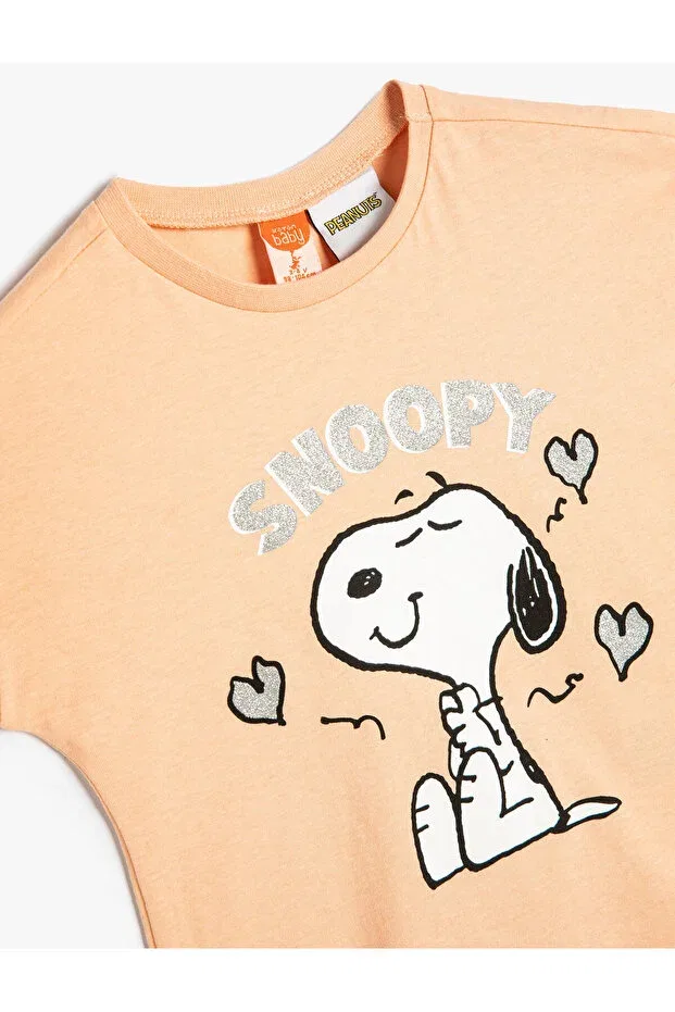 Детская футболка с принтом Snoopy t-shirt licensed short sleeve crew neck cotton Koton, Orange — фото 3