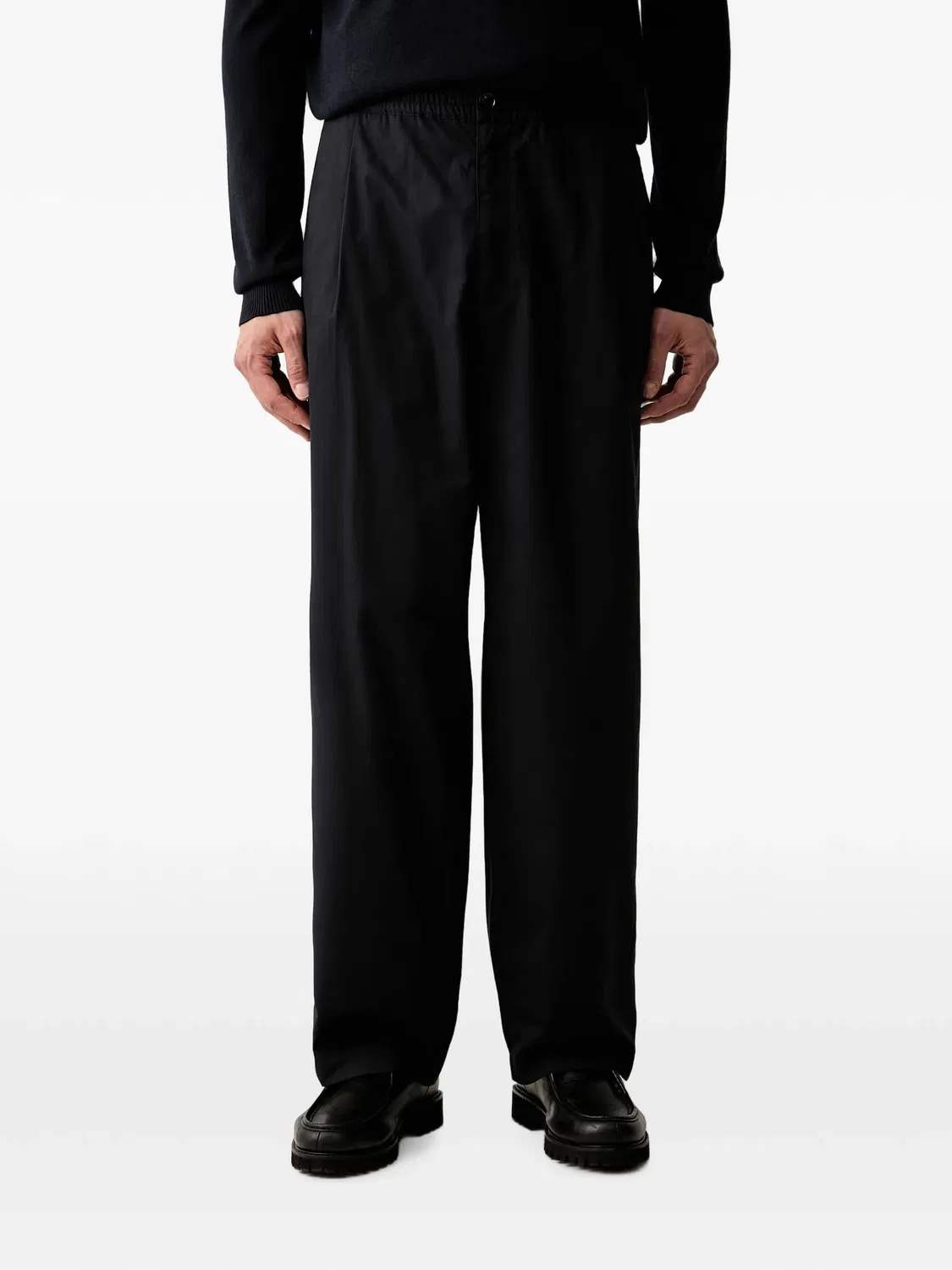 Хлопковые брюки прямого кроя, синие Emporio Armani, синий