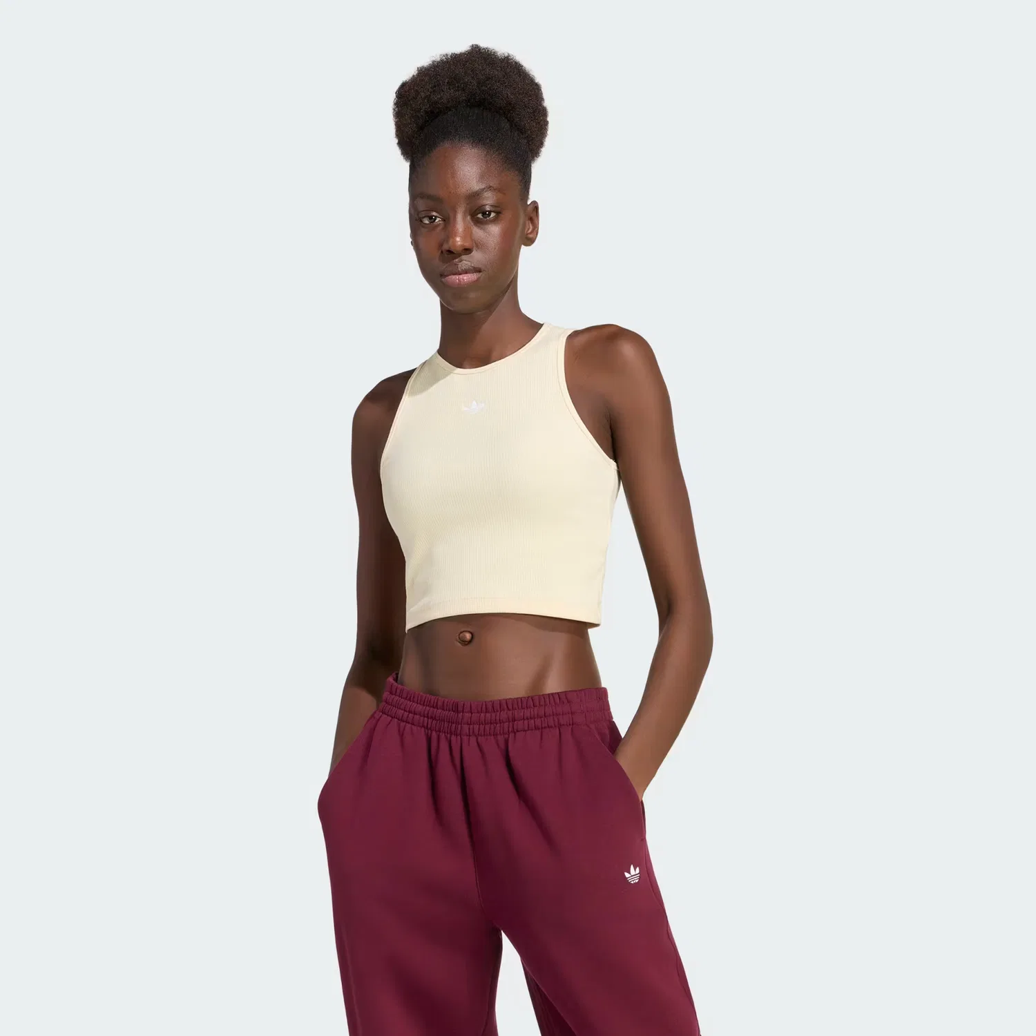 Женская майка в рубчик Essentials Rib Tank Top Adidas Originals, теплый ванильный