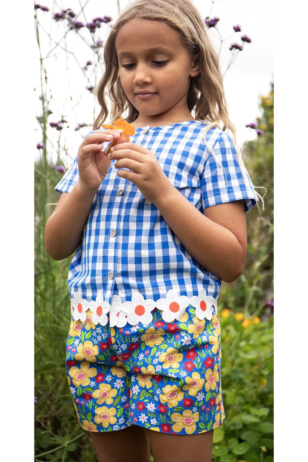 Шорты из футера Raina Reversible Frugi, Blue — фото 2