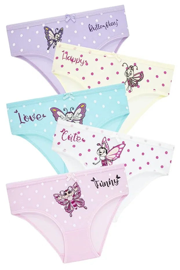 Детские трусы для девочек с принтом 5 шт Slip Panties Biyokids, Multicolor — фото 3