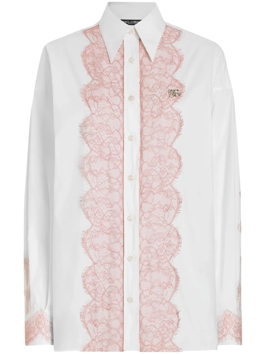 Рубашка с кружевной отделкой Dolce & Gabbana, белый