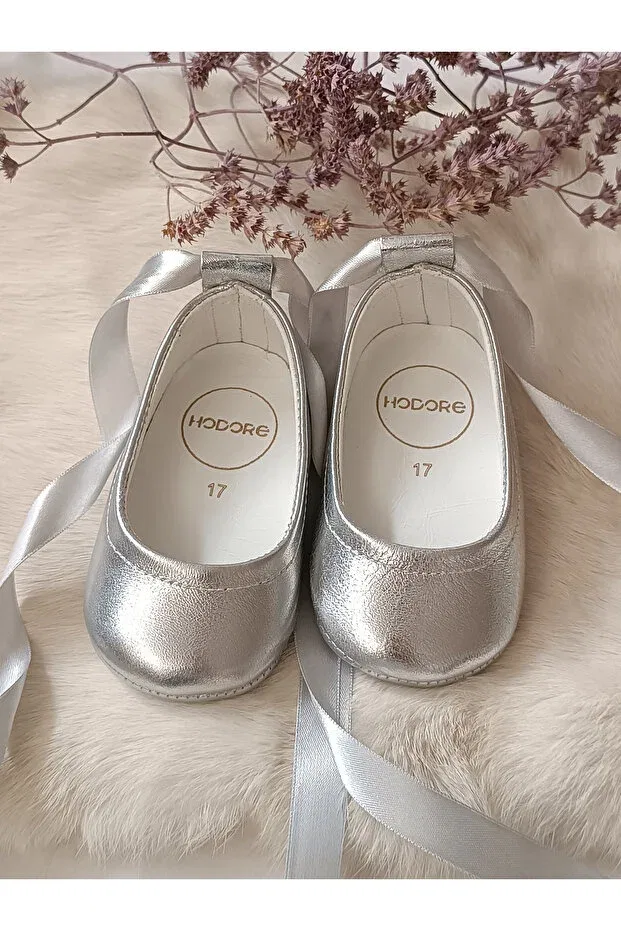 Детские для девочек балетки из натуральной кожи Fiore Hodore, Silver