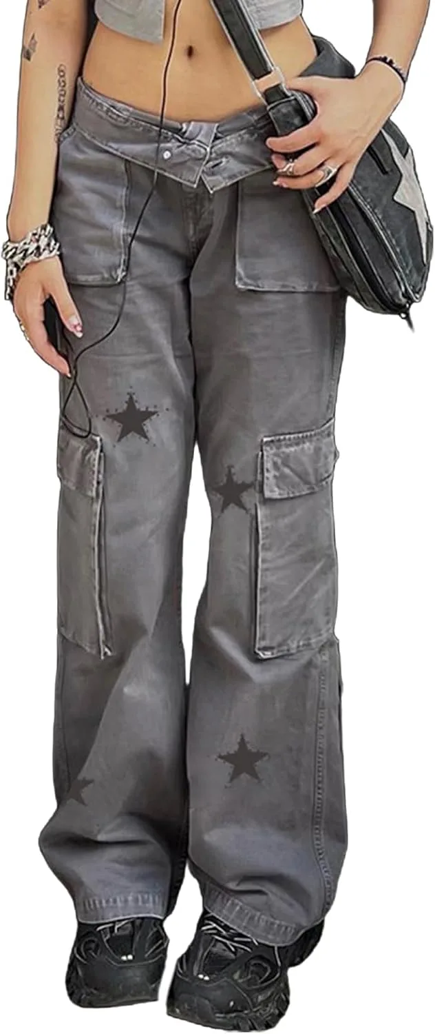 

Джинсы Mxiqqpltky для женщин с принтом феи и бантом, широкие