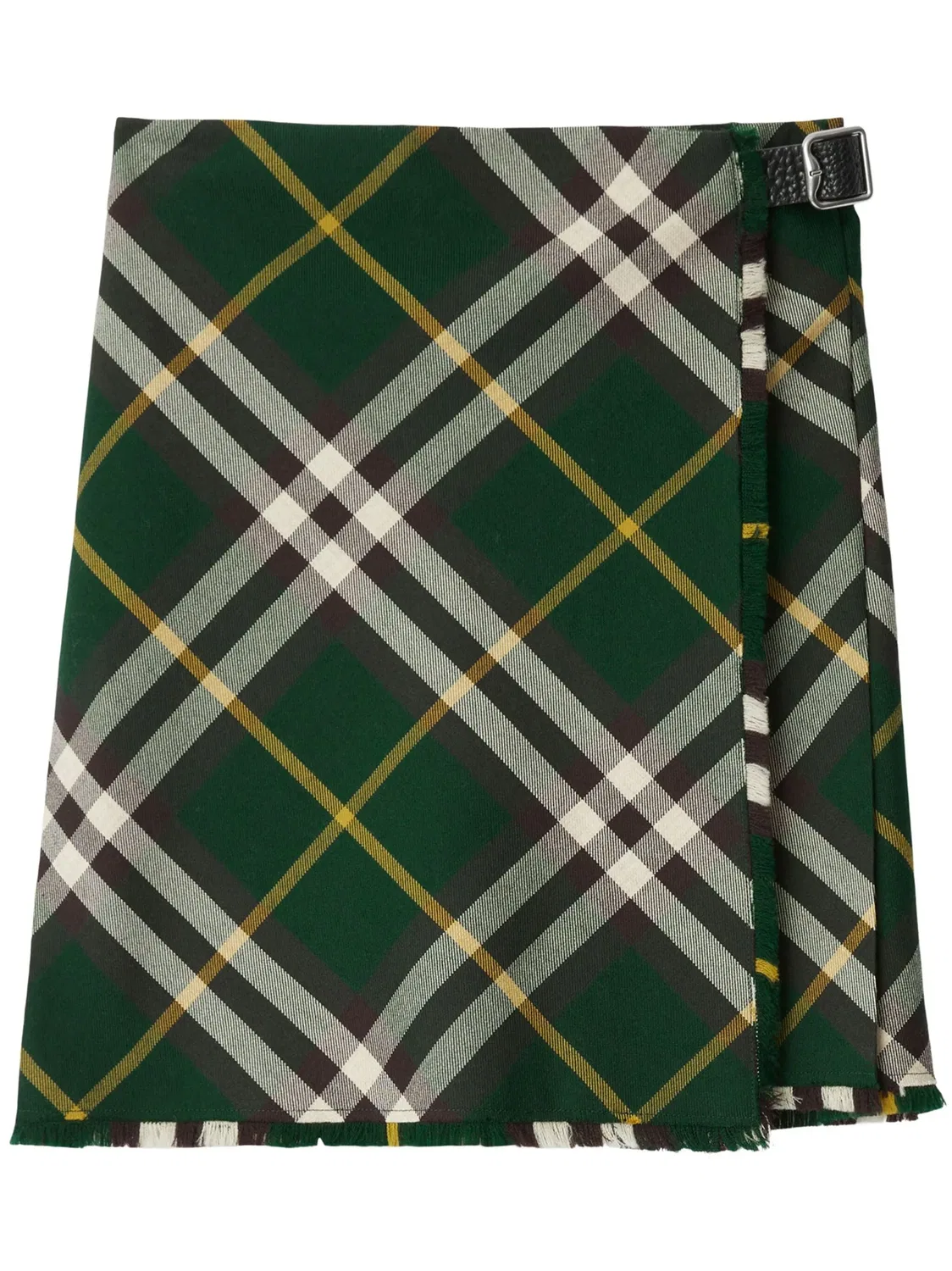 Юбка в клетку из шерсти Burberry, темно-зеленый