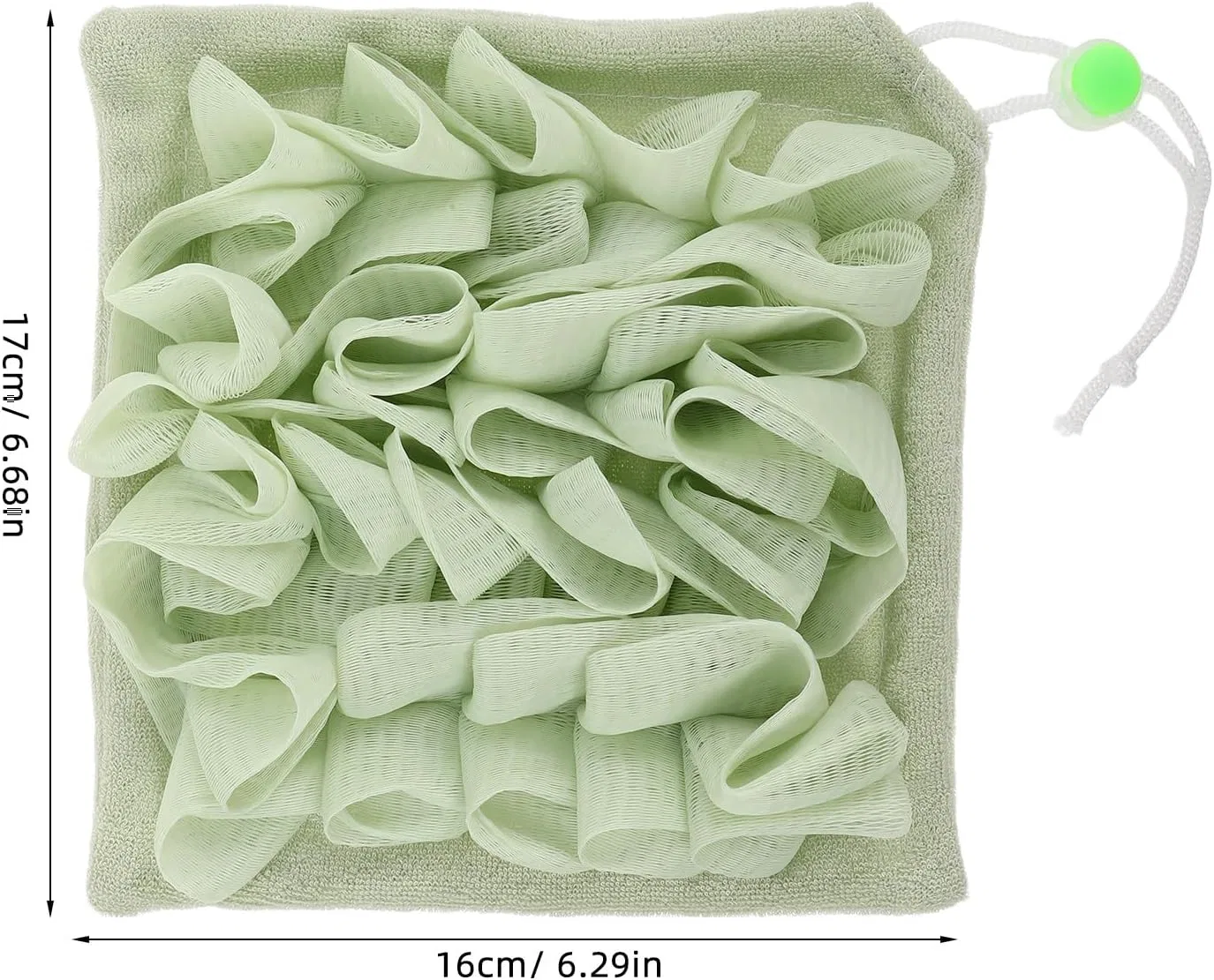 Пилинг-душевая губка 2 в 1 с держателем для мыла, Toyvian, 17x16x3.2 см, Зеленый — фото 2