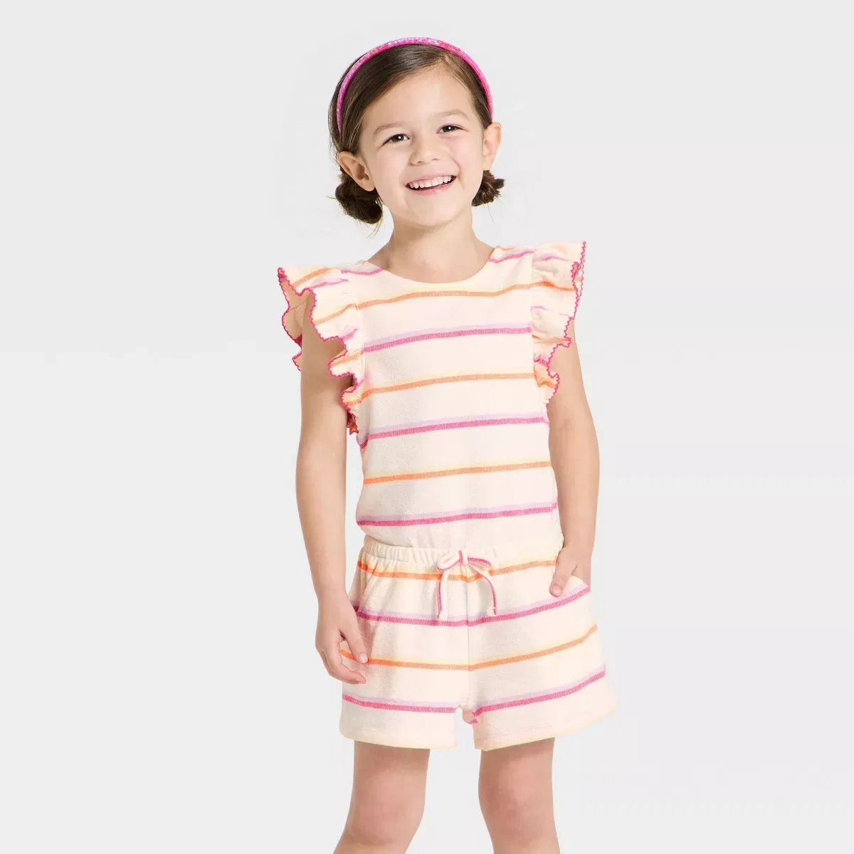 Детский комбинезон с оборками на рукавах INFANT/TODDLER GIRL, Cream