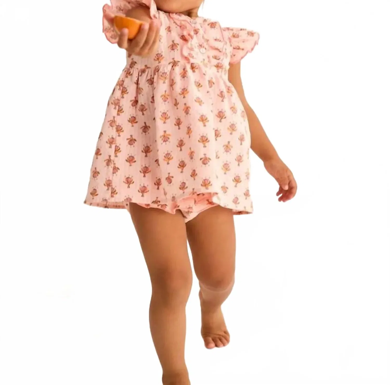 Детское платье для девочек с коротким рукавом и цветочным принтом Lia Baby Dress Cozmo, Cloud Pink