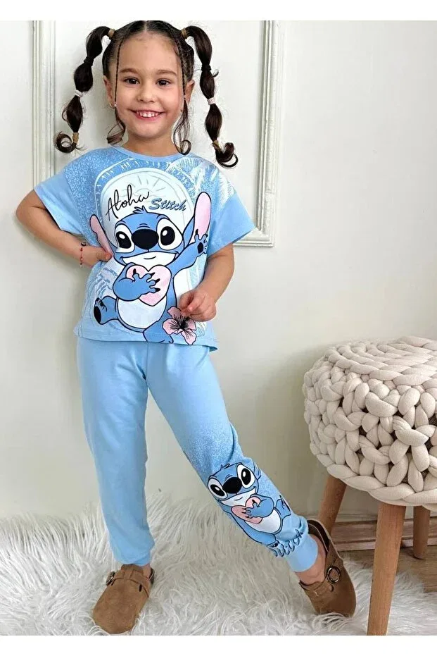 Детский комплект для девочек с принтом Stitch Kipirik Baby, Blue