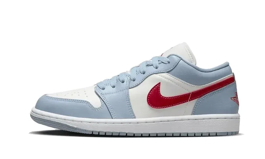 Детские кроссовки с принтом Air Jordan 1 Low Jordan, Sail Dune Red Blue Grey White