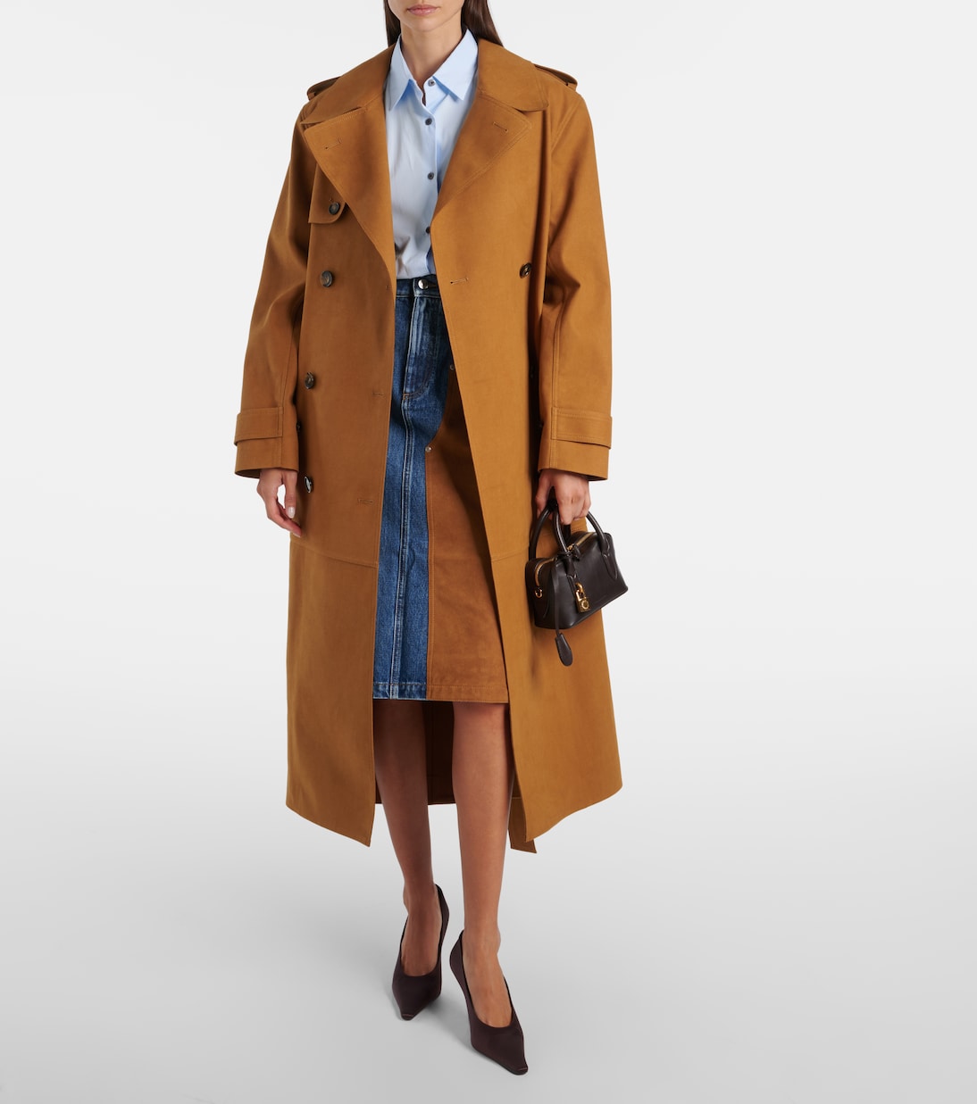 Джинсовая юбка миди с отделкой из искусственной замши Stella McCartney, Medium Vintage Blue — фото 2