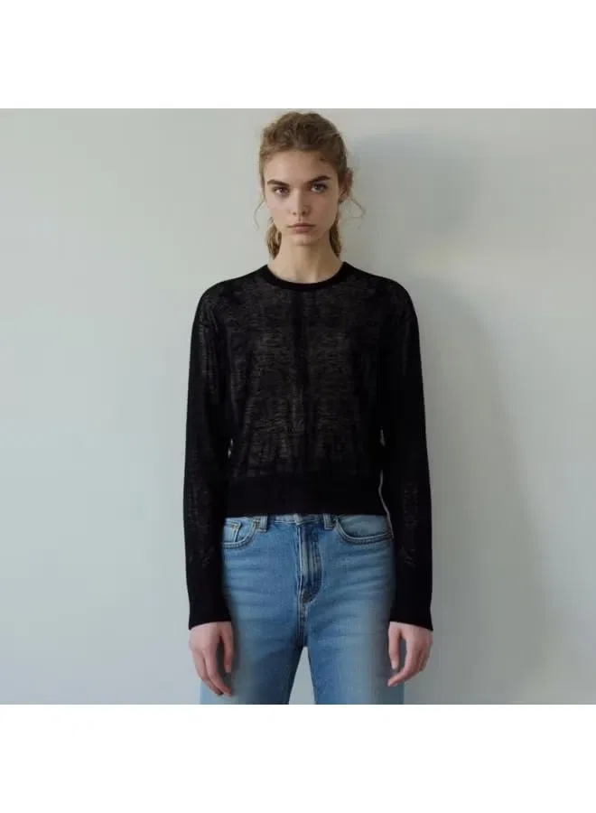Свитер свободный с круглым выворотом Zara, черный — фото 2