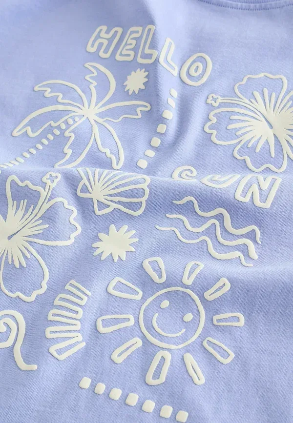 Комплект из футболки и шорт с принтом Regular fit - short sleeve t-shirt and cycle shorts set Next sunshine, голубой — фото 4