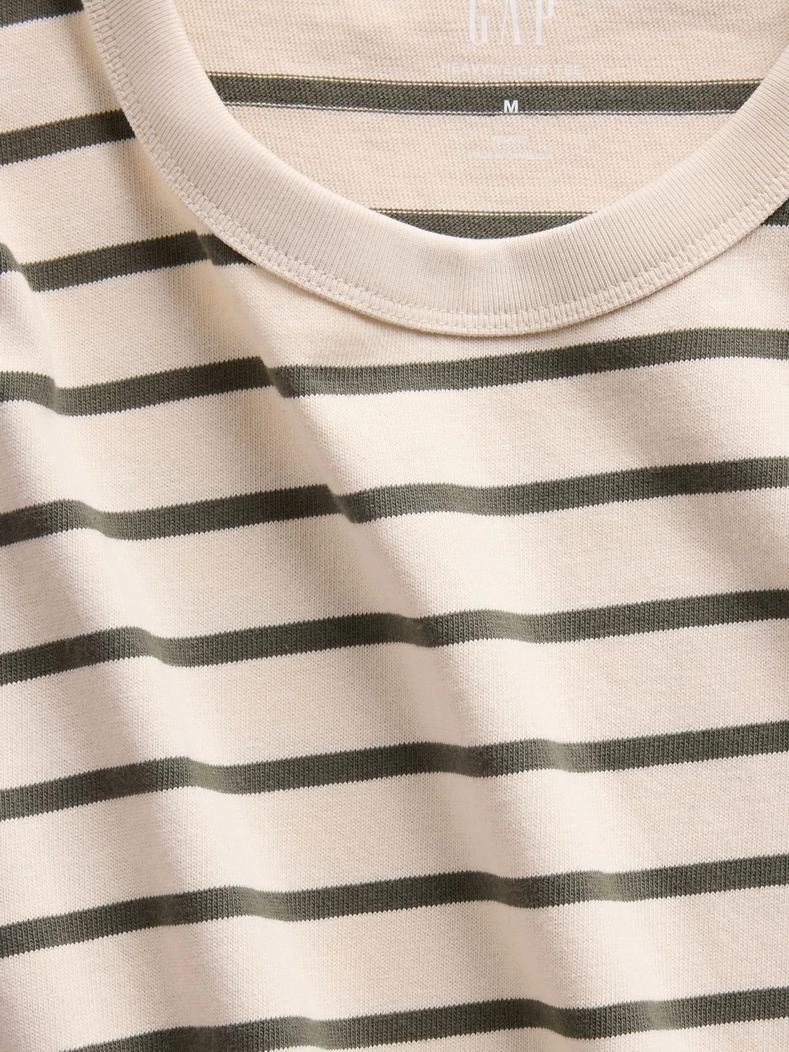 Футболка с полосками Heavyweight Relaxed Gap, бежево-зеленая — фото 4