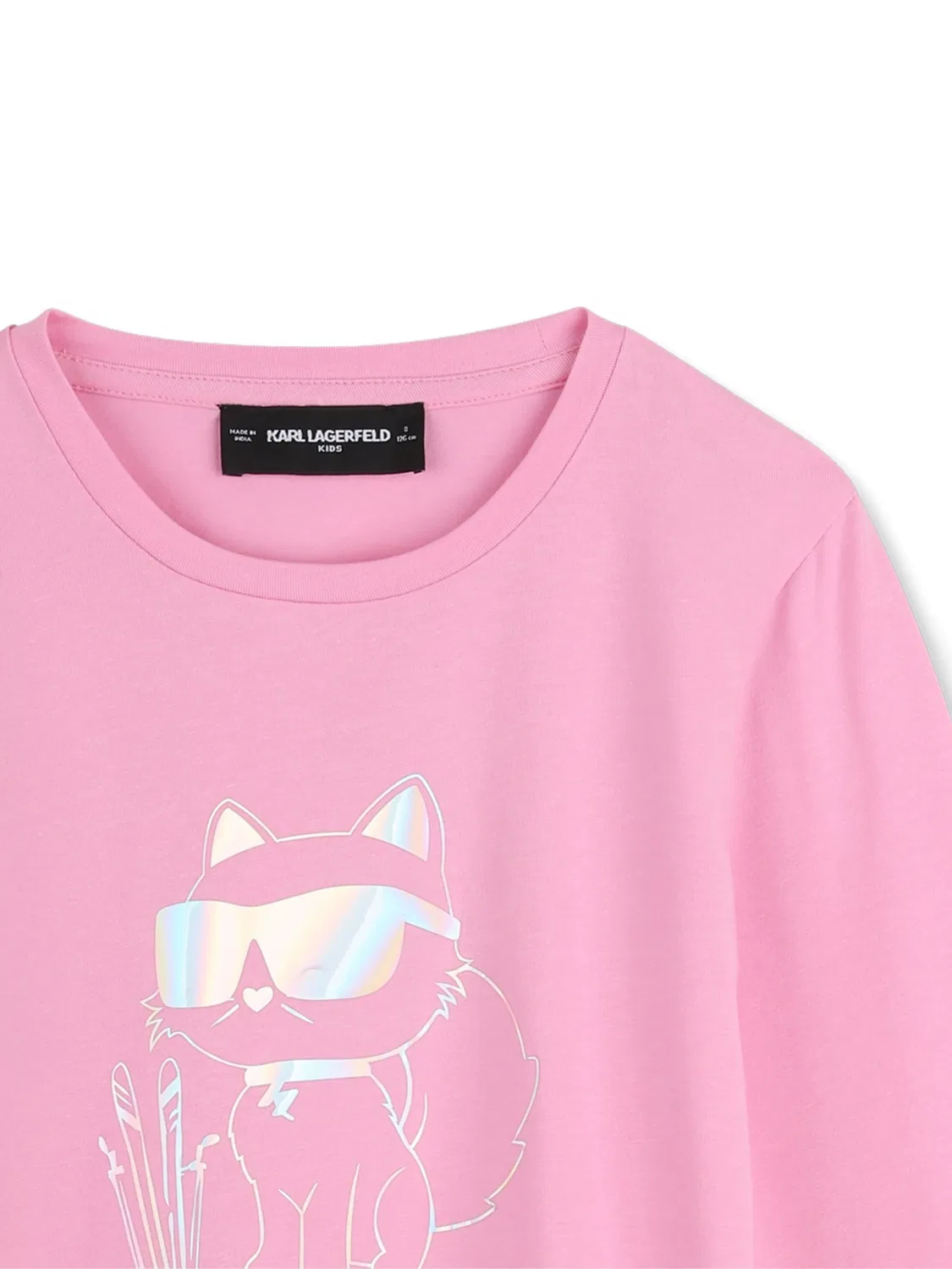Футболка с длинными рукавами и графичным принтом Karl Lagerfeld Kids, розовый — фото 3
