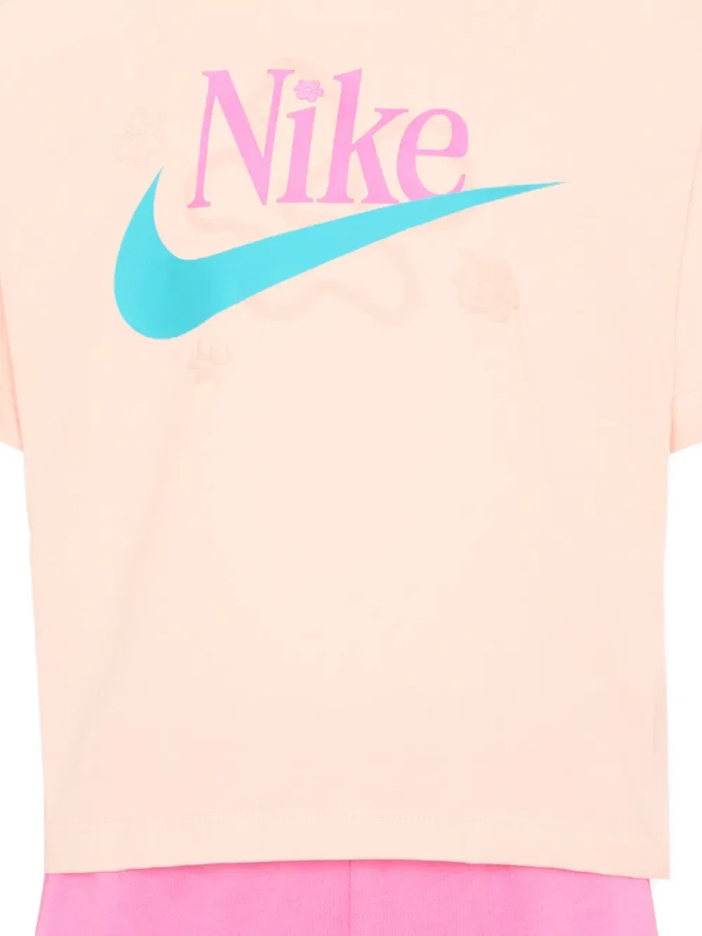 Костюм из хлопковых шорт с логотипом Nike Kids, оранжевый — фото 3